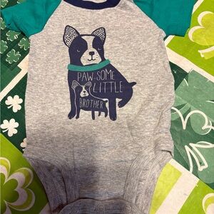 Carter's Gray and Teal Dog Brother Onesie